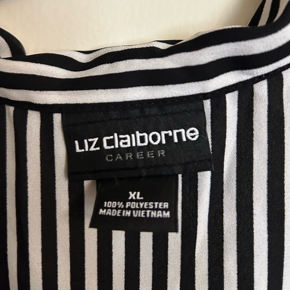 Liz Claiborne Black and White Striped Sleeveless Blouse - XL - Picture 3 of 3